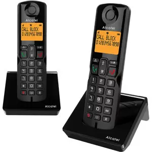 Alcatel Fekete S280 DUO Hordozható vezetékes Dect telefon