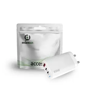 Dreamtech Charger Fehér 65W 1*USB-A, 2*USB-C hálózati gyors töltő adapter