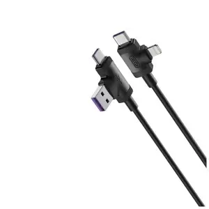 XO NB237 4in1 töltőkábel USB to Type-c / Lightning 1M 3A Fekete