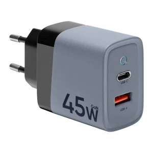 Tactical Microgrid GaN 45W Töltő, USB-A + Type-C, Szürke