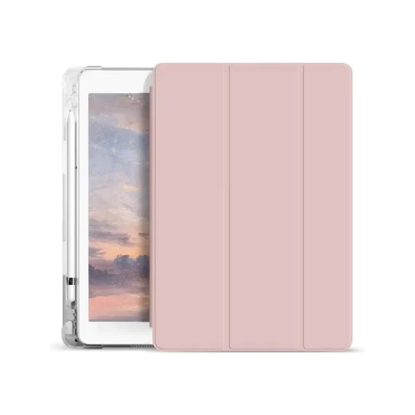 XPRO™ Smart Book tok pencil tartóval és teljesen átlátszó szilikon hátlappal pink Apple Ipad 10,2" 2019 készülékhez