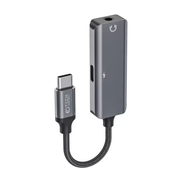 Tech-Protect Ultraboost Adapter Type-C to Jack 3,5mm & Type-C Fekete