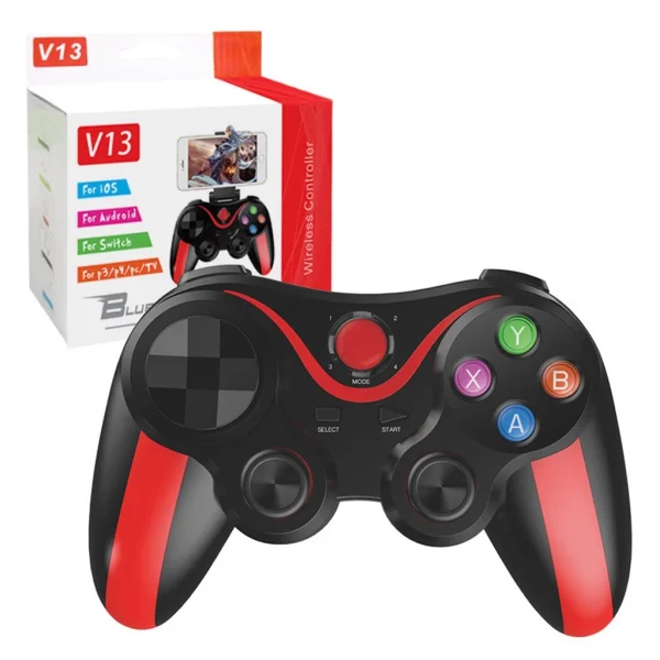 Techsuit - Vezeték nélküli Kontroller (V13) - Bluetooth V4.0, 2.4G, 400mAh, Univerzális - Piros