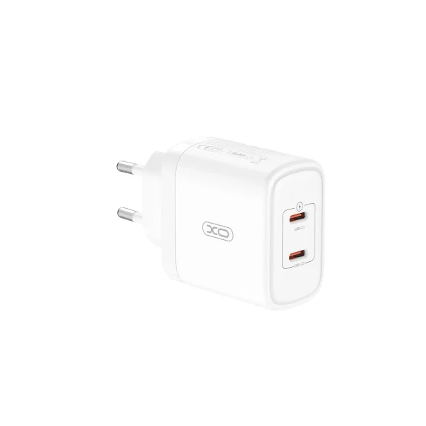 XO CE08 Fehér Hálózati Töltő PD50W 2*USB-C