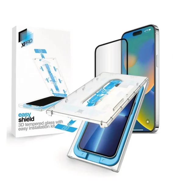 XPRO™ Easy Shield 3D kijelzővédő üveg / üvegfólia, felhelyező készlettel Apple iPhone 15 / iPhone 16 készülékhez
