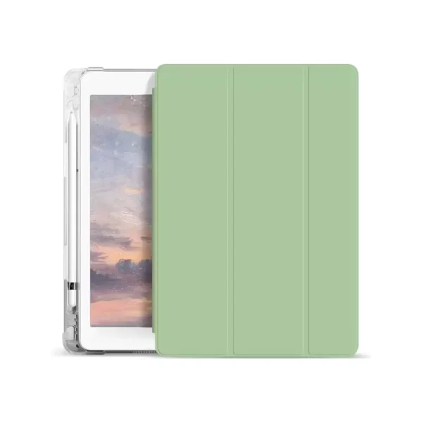 XPRO™ Smart Book tok pencil tartóval és teljesen átlátszó szilikon hátlappal világoszöld Apple Ipad 10,9" (2022) 10. generációs készülékhez