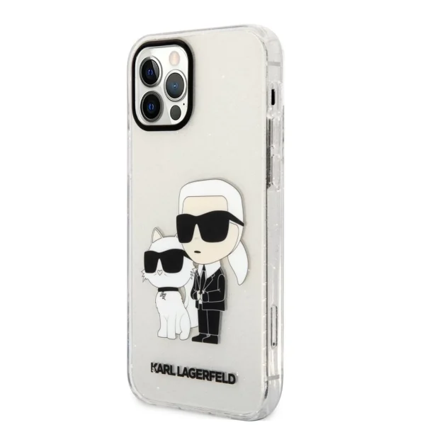 Karl Lagerfeld IML Glitter Karl és Choupette NFT tok iPhone 12/12 Pro-hoz, átlátszó