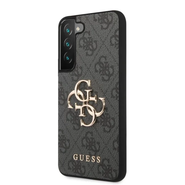 Guess PU 4G Fém Logó Tok Samsung Galaxy S23-hoz – Szürke
