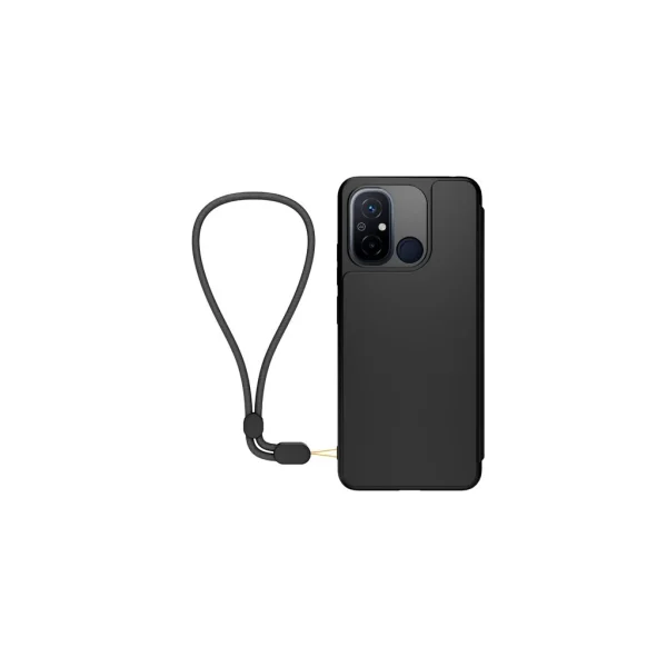 Made for Xiaomi füzet tok nyaklánccal Xiaomi Redmi 12C készülékhez fekete