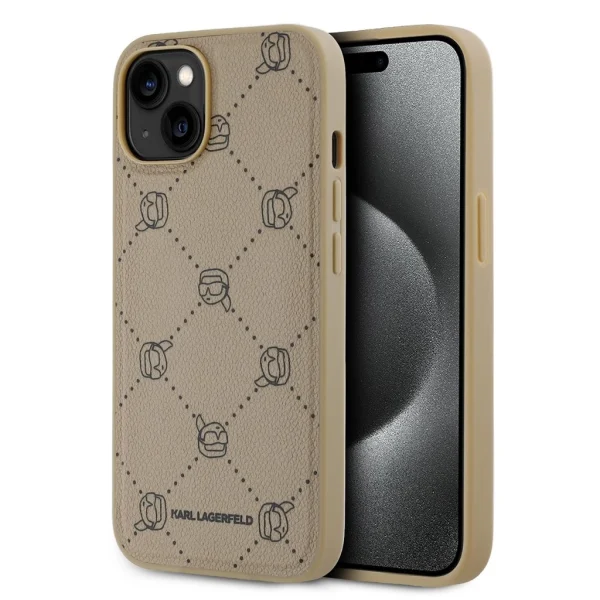 Karl Lagerfeld PU Karl Heads Pattern MagSafe tok iPhone 14 készülékhez bézs