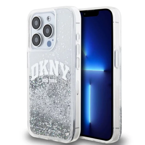 DKNY Liquid Glitter Arch Logo tok iPhone 14 Pro készülékhez átlátszó