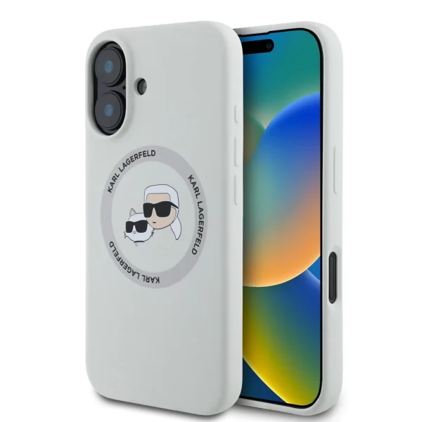 Karl Lagerfeld Liquid Silicone K&CH Heads MagSafe tok iPhone 16 készülékhez bézs