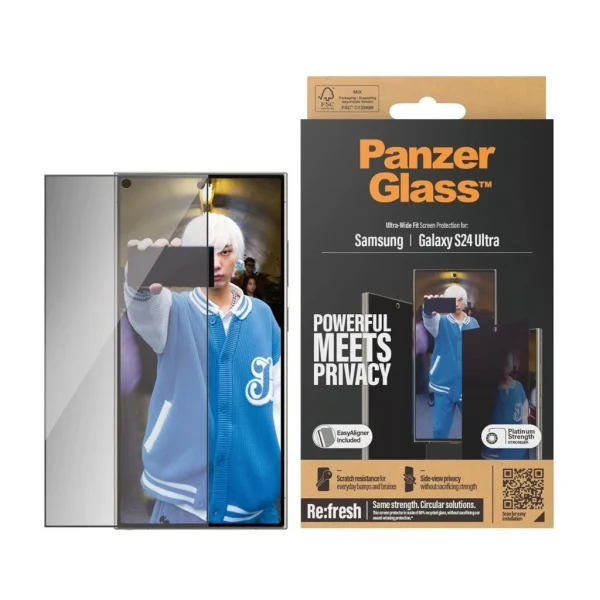 PanzerGlass Privacy edzett üveg kijelzővédő UWF for Samsung Galaxy S24 Ultra készülékhez fekete