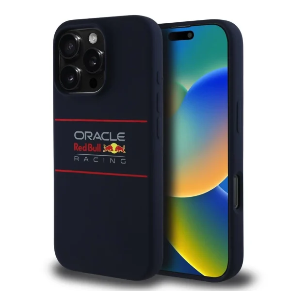 Red Bull Silicone Horizontal Logo MagSafe tok iPhone 16 Pro készülékhez tengerészkék