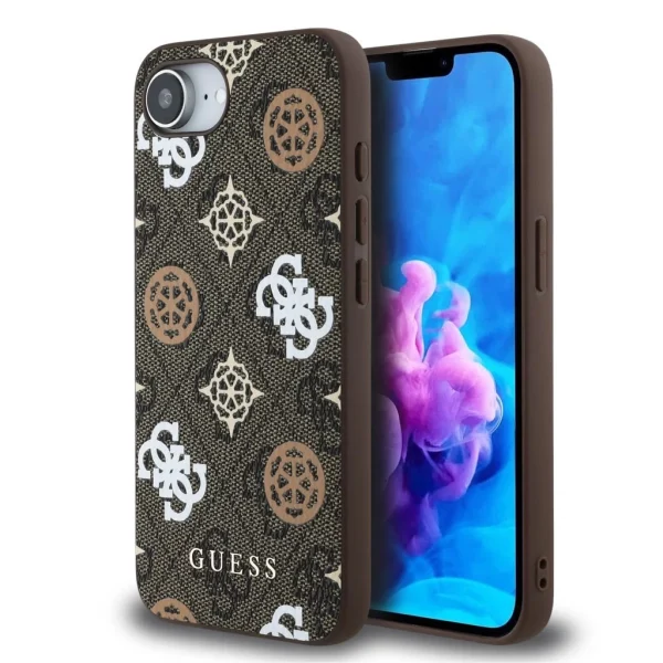 Guess PU 4G Peony MagSafe tok iPhone 16e készülékhez barna