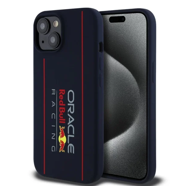 Red Bull Silicone Vertical Logo MagSafe tok iPhone 15 készülékhez tengerészkék