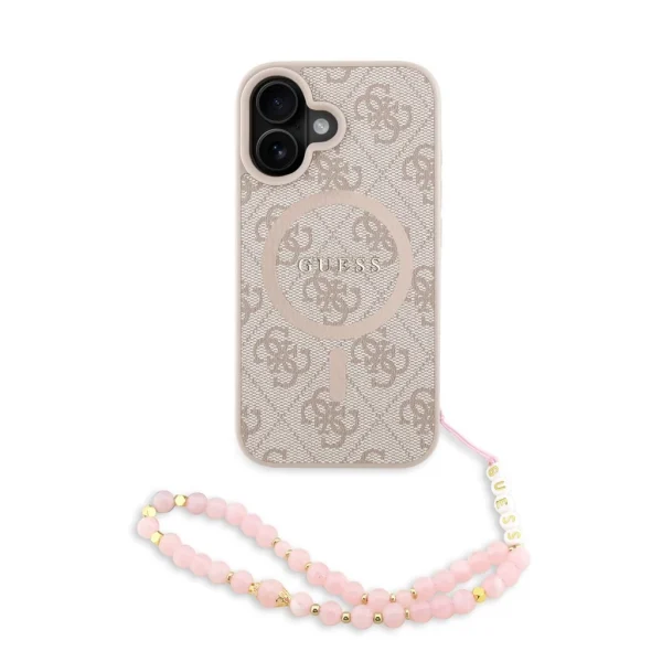 Guess PU Leather 4G Colored Ring Strap MagSafe tok iPhone 16 készülékhez rózsaszín