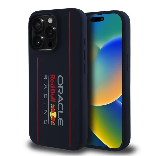 Red Bull szilikon Vertical Logo MagSafe tok iPhone 15 Pro Max készülékhez tengerészkék