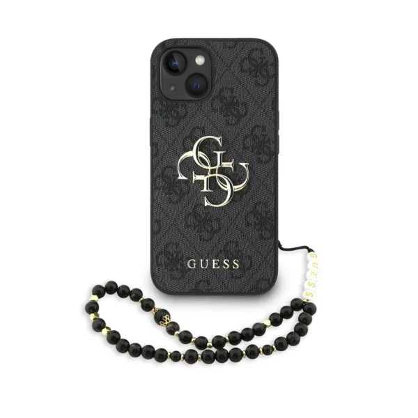 Guess PU 4G Metal Logo Strap tok iPhone 15 készülékhez fekete