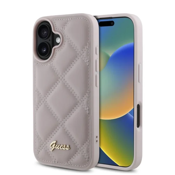 Guess PU bőr párnázott tok iPhone 16 készülékhez rózsaszín