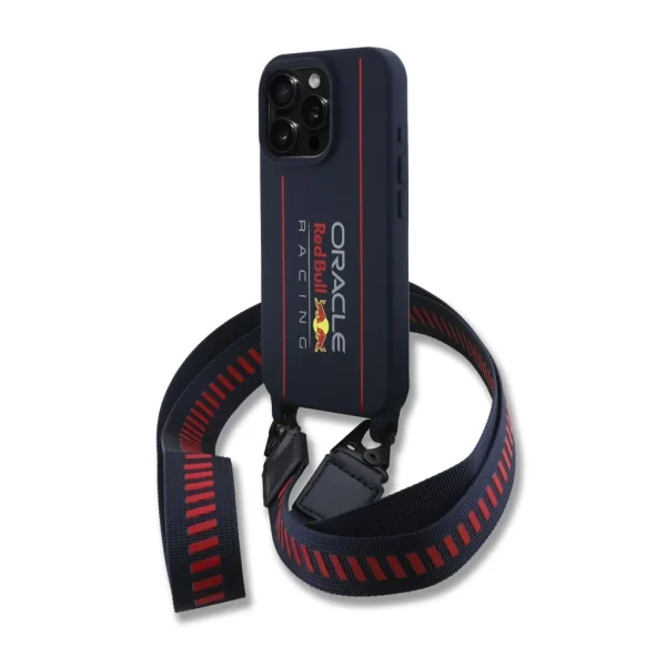 Red Bull Silicone Vertical Logo MagSafe tok + Crossbody Strap iPhone 16 Pro Max készülékhez tengerészkék