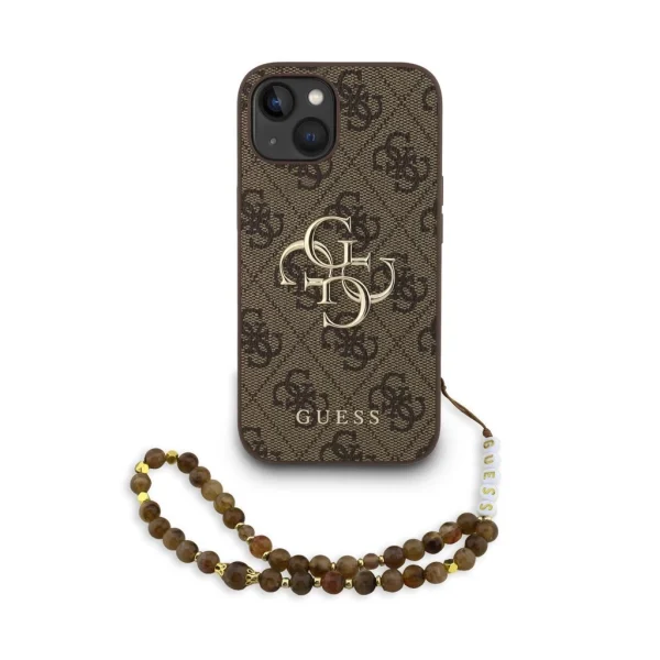 A fordított, SEO-barát termék név így hangoz:Guess PU 4G Metal Logo Strap tok iPhone 15 készülékhez barna