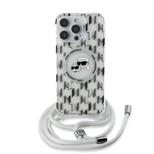 Karl Lagerfeld IML Monogram Crossbody K&CH Heads MagSafe tok iPhone 16 Pro Max készülékhez átlátszó