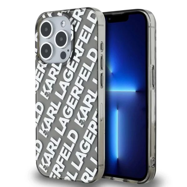 Karl Lagerfeld IML Electroplated Repeated Logo tok iPhone 15 Pro készülékhez ezüst