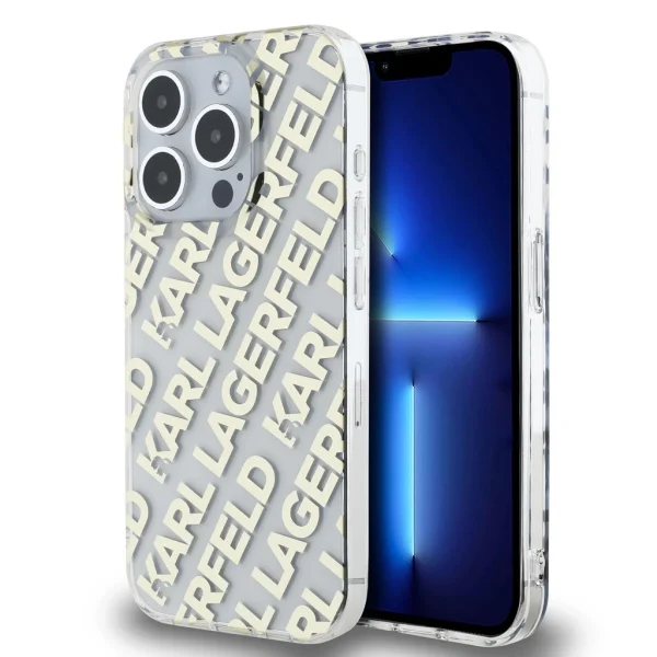 Karl Lagerfeld IML Electroplated Repeated Logo tok iPhone 15 Pro Max készülékhez arany