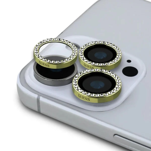 Guess Fixed Glliter védő lencse iPhone 16 Pro/16 Pro Max készülékhez arany