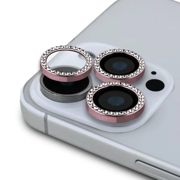 Guess Fixed Glliter védő lencse iPhone 16 Pro/16 Pro Max készülékhez rózsaszín