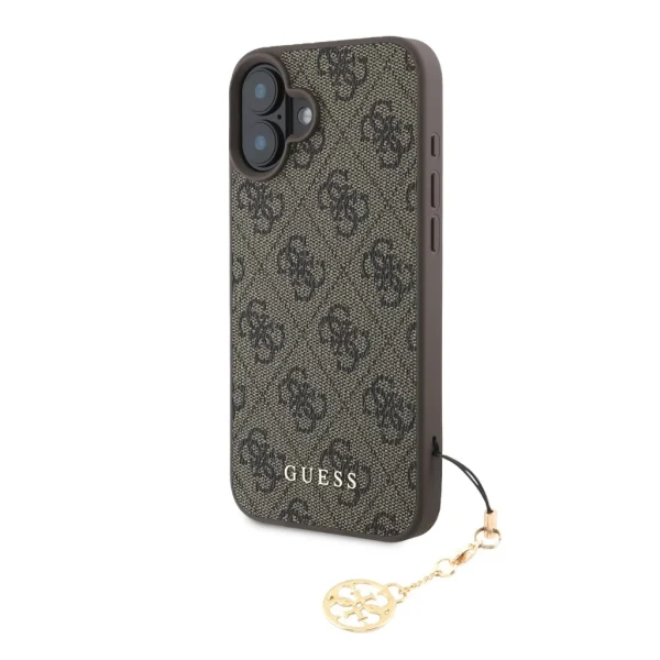 Guess 4G Charm Case iPhone 16 Plus készülékhez Tone on Tone barna