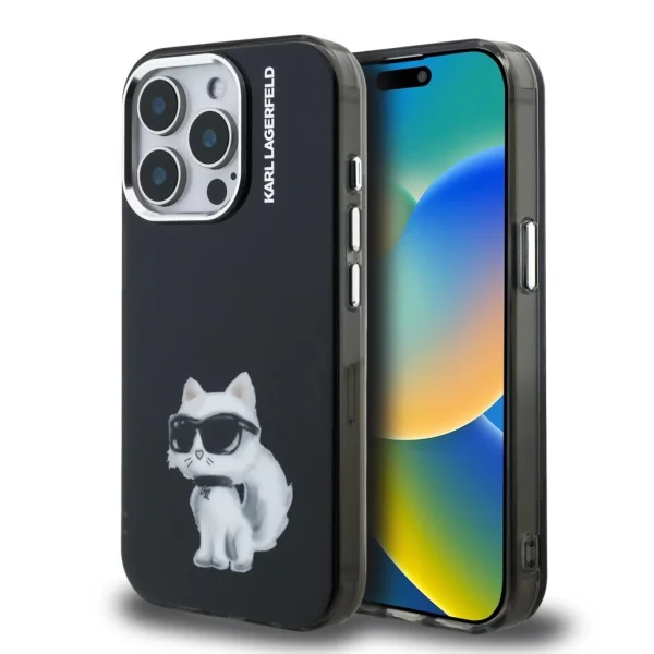 Karl Lagerfeld IML Aquarelle Choupette tok iPhone 15 Pro készülékhez fekete