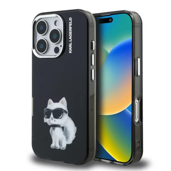 Karl Lagerfeld IML Aquarelle Choupette tok iPhone 16 Pro Max készülékhez fekete