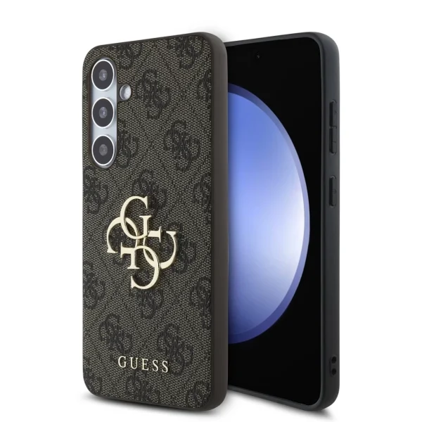 Guess PU 4G Metal Logo tok Samsung Galaxy S24 FE készülékhez barna