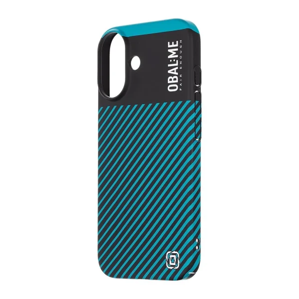 OBAL:ME Flossy Stripes tok Apple iPhone 16 készülékhez fekete/türkiz