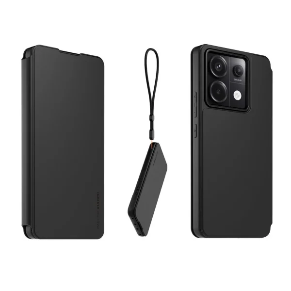 Xiaomi Redmi Note 13 Pro 5G készülékhez Made for Xiaomi Book Case nyaklánccal, fekete