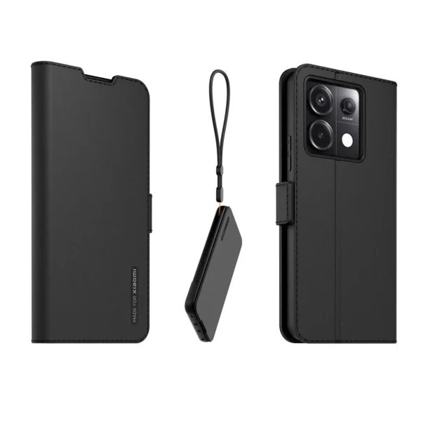 Made for Xiaomi Book Stand tok nyaklánccal Xiaomi Redmi Note 13 Pro 5G készülékhez fekete