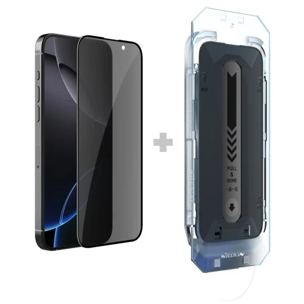 Nillkin edzett üveg kijelzővédő 0.25mm Guardian 2.5D Apple iPhone 16 Pro készülékhez fekete (applikátorral)
