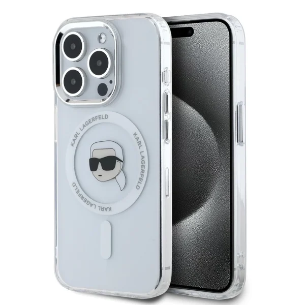 Karl Lagerfeld IML Karl Head Metal Frame MagSafe tok iPhone 15 Pro Max készülékhez átlátszó