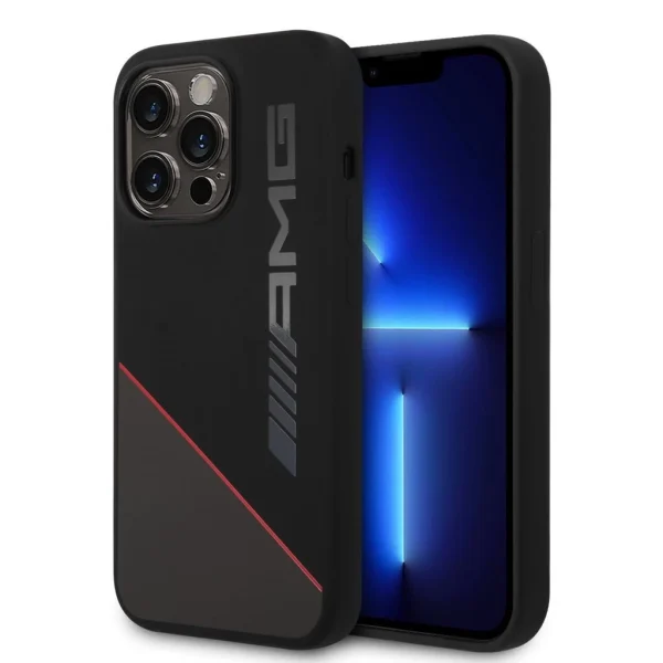 AMG Liquid Silicone Two Tone tok iPhone 14 Pro Max készülékhez fekete