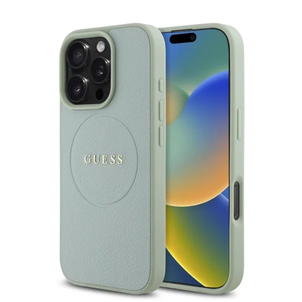 Guess PU Grained Classic Logo MagSafe tok iPhone 16 Pro Max készülékhez zöld