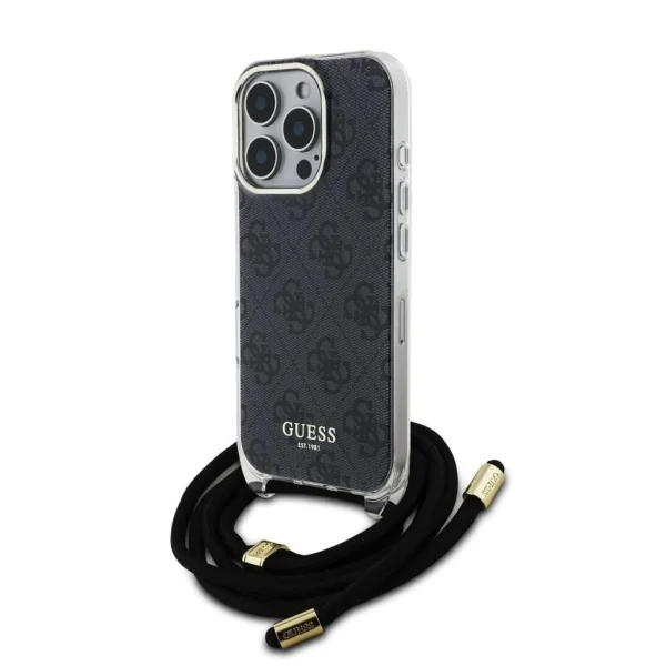 Guess IML 4G nyomtatott vállpántos tok iPhone 16 Pro Max készülékhez fekete