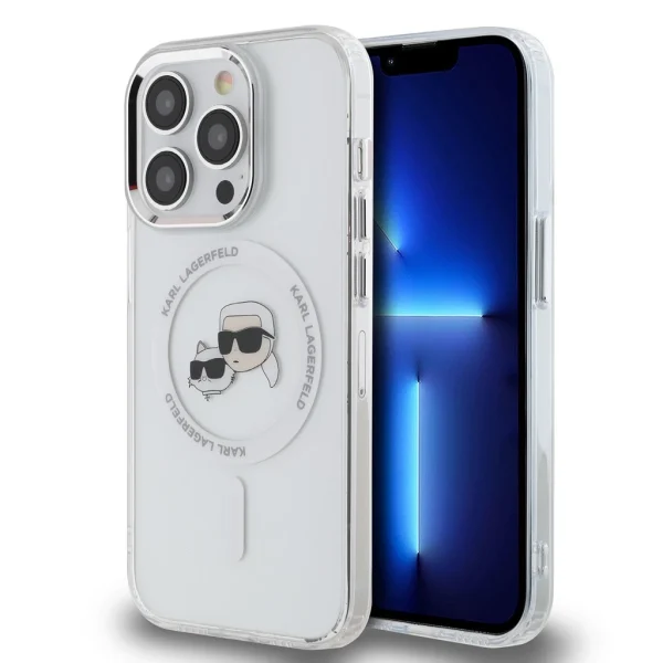Karl Lagerfeld IML K&CH Heads Metal Frame MagSafe tok iPhone 13 Pro készülékhez átlátszó