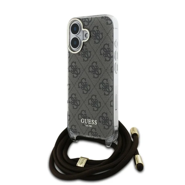Guess IML 4G nyomtatott keresztpántos tok iPhone 16 készülékhez barna
