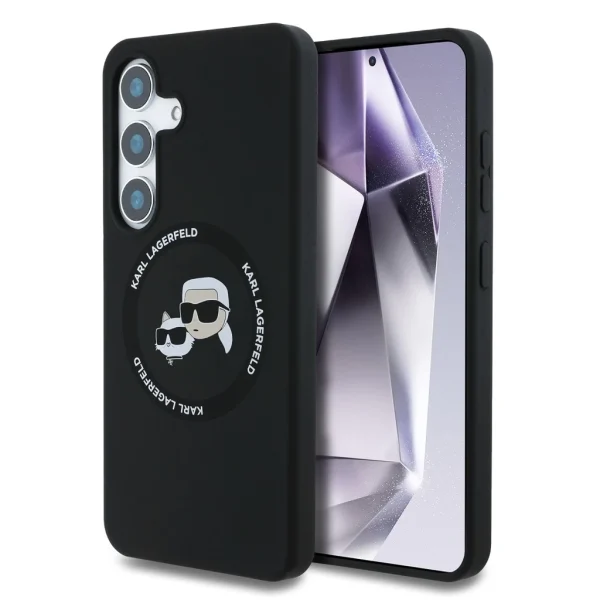 Karl Lagerfeld Liquid Silicone K&CH Heads MagSafe tok Samsung Galaxy S25+ készülékhez fekete