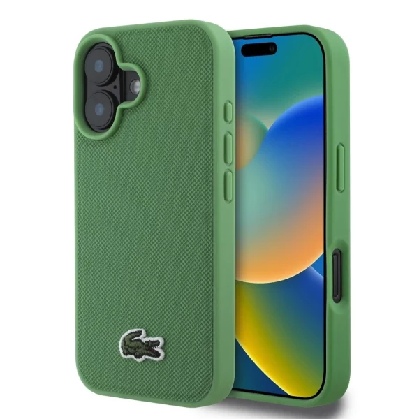 Lacoste Iconic Petit Pique Woven Logo MagSafe tok iPhone 16 készülékhez zöld