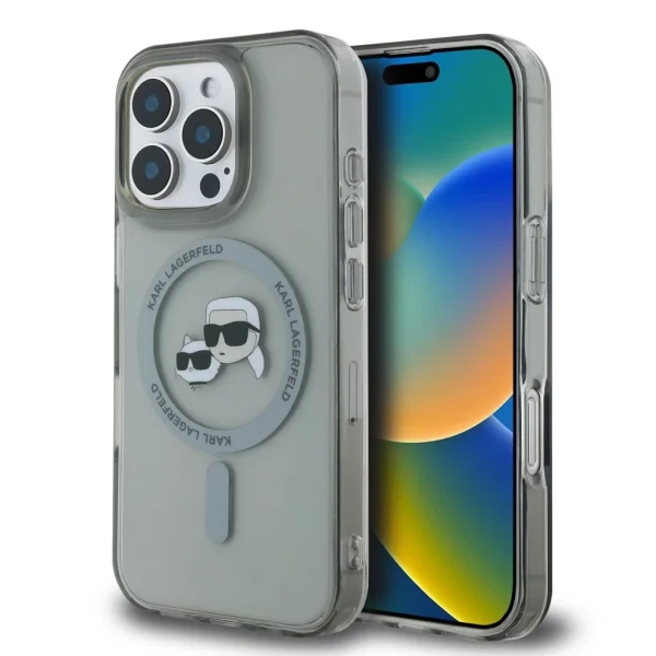 Karl Lagerfeld IML K&CH Heads Metal Frame MagSafe tok iPhone 16 Pro Max készülékhez fekete