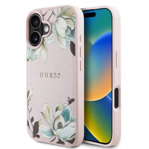 Guess PU Grained Magnolia MagSafe tok iPhone 16 készülékhez rózsaszín