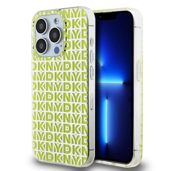 DKNY PC/TPU Repeat Pattern tok iPhone 15 Pro készülékhez sárga
